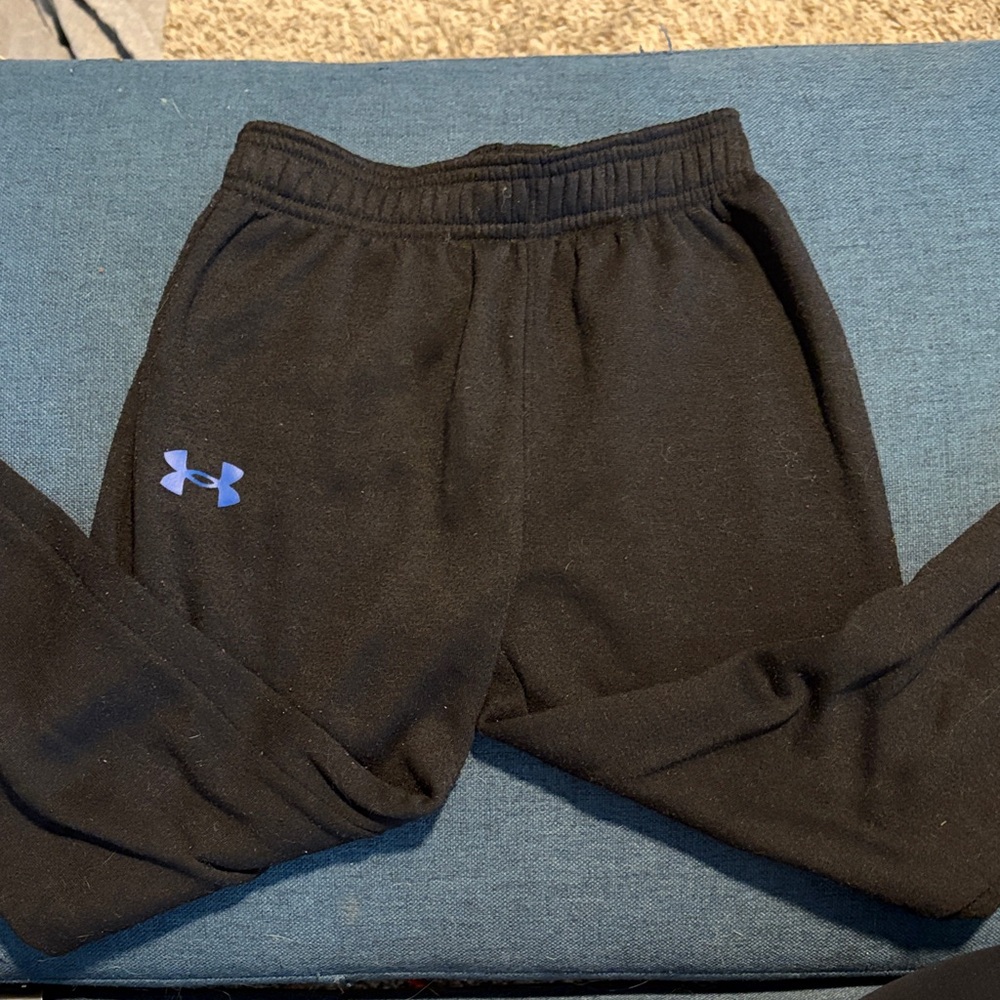 Under Armour Kids Black Sweatpants with Blue Logo